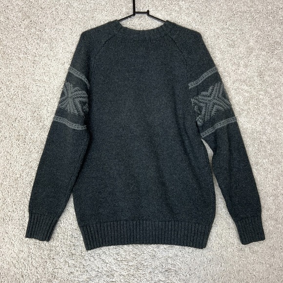 Eddie Bauer Sweater Mens Large Gray Knit Grandpa Dad Crew Neck Casual Wool Blend - Picture 4 of 7